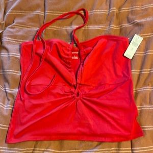 Red Anthropologie halter top